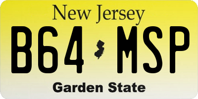 NJ license plate B64MSP
