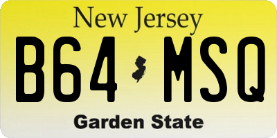 NJ license plate B64MSQ