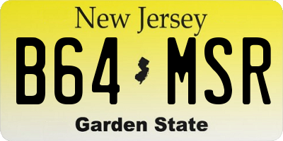 NJ license plate B64MSR