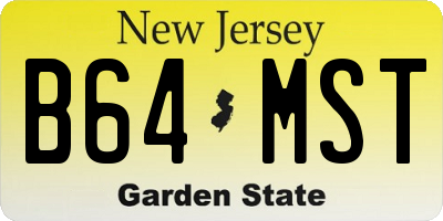 NJ license plate B64MST