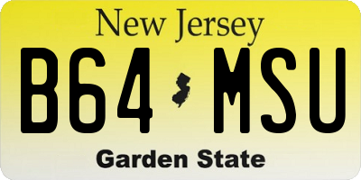 NJ license plate B64MSU