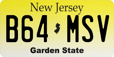 NJ license plate B64MSV