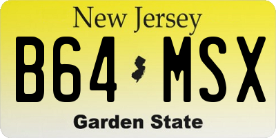 NJ license plate B64MSX
