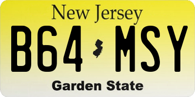 NJ license plate B64MSY