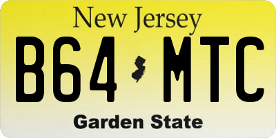 NJ license plate B64MTC