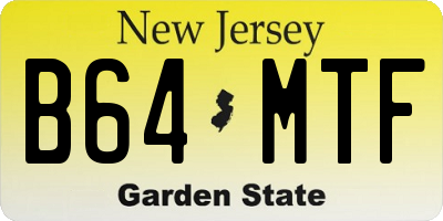 NJ license plate B64MTF