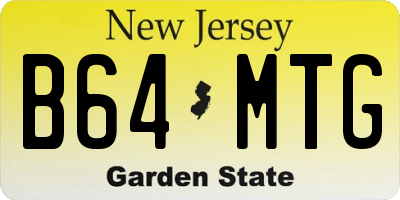 NJ license plate B64MTG