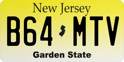 NJ license plate B64MTV