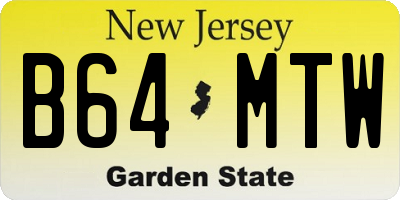 NJ license plate B64MTW