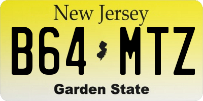NJ license plate B64MTZ