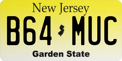 NJ license plate B64MUC