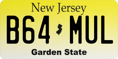 NJ license plate B64MUL