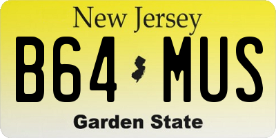 NJ license plate B64MUS