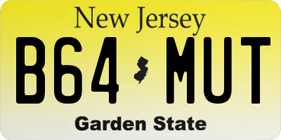 NJ license plate B64MUT