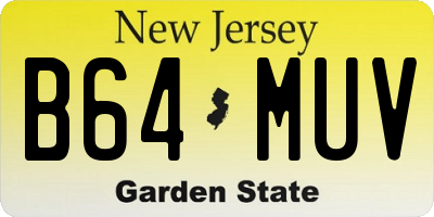 NJ license plate B64MUV