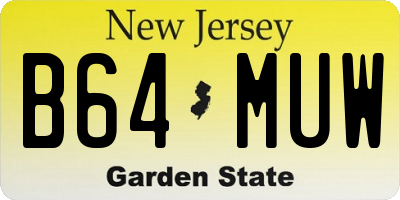 NJ license plate B64MUW