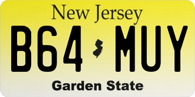NJ license plate B64MUY