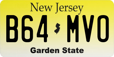 NJ license plate B64MVO