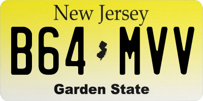 NJ license plate B64MVV
