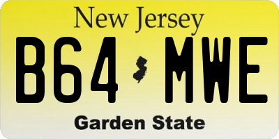 NJ license plate B64MWE