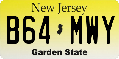 NJ license plate B64MWY