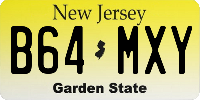 NJ license plate B64MXY