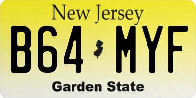 NJ license plate B64MYF