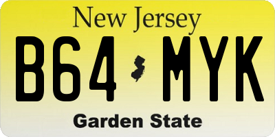 NJ license plate B64MYK