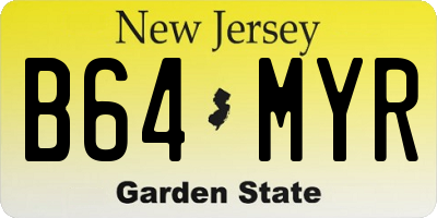 NJ license plate B64MYR