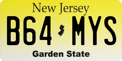 NJ license plate B64MYS
