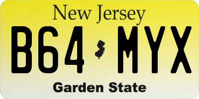 NJ license plate B64MYX