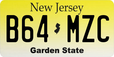 NJ license plate B64MZC