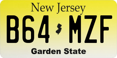 NJ license plate B64MZF