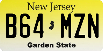 NJ license plate B64MZN