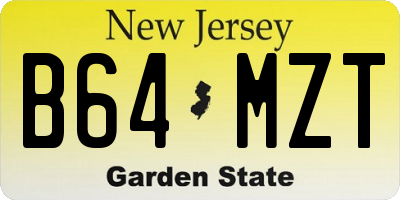 NJ license plate B64MZT