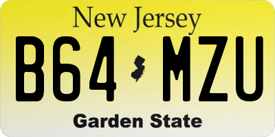 NJ license plate B64MZU