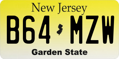 NJ license plate B64MZW