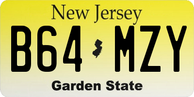 NJ license plate B64MZY