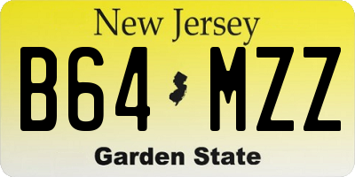 NJ license plate B64MZZ