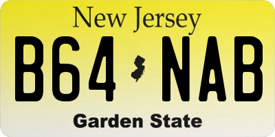 NJ license plate B64NAB