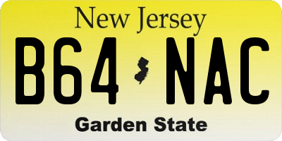 NJ license plate B64NAC