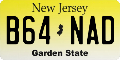 NJ license plate B64NAD