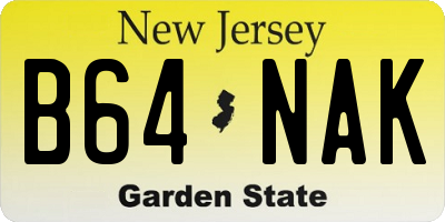 NJ license plate B64NAK