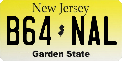 NJ license plate B64NAL