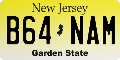 NJ license plate B64NAM
