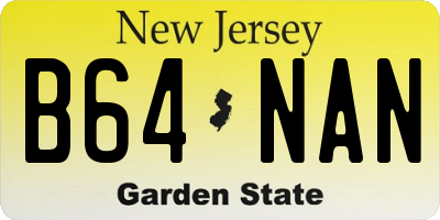 NJ license plate B64NAN