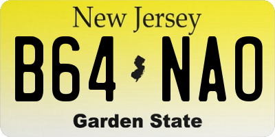 NJ license plate B64NAO
