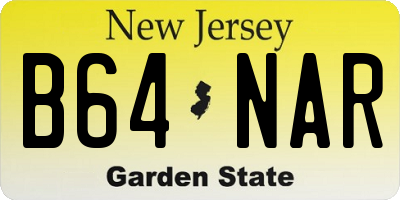 NJ license plate B64NAR