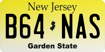 NJ license plate B64NAS