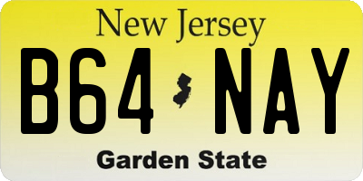 NJ license plate B64NAY